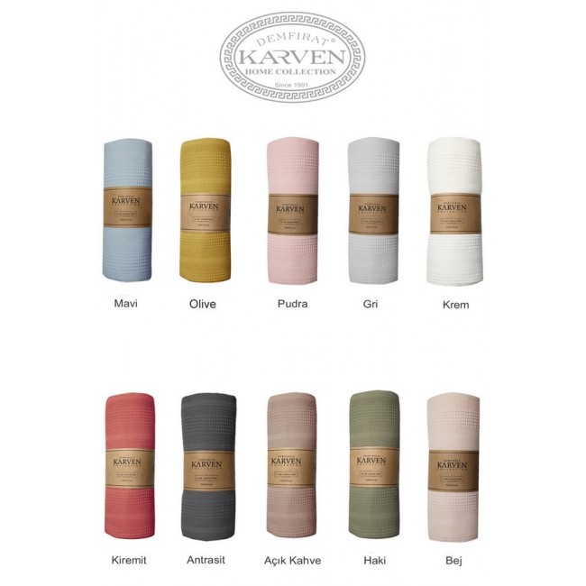 Плед вафельный Karven PURE SIMPLE пике евро 210*235 РL989 Olive