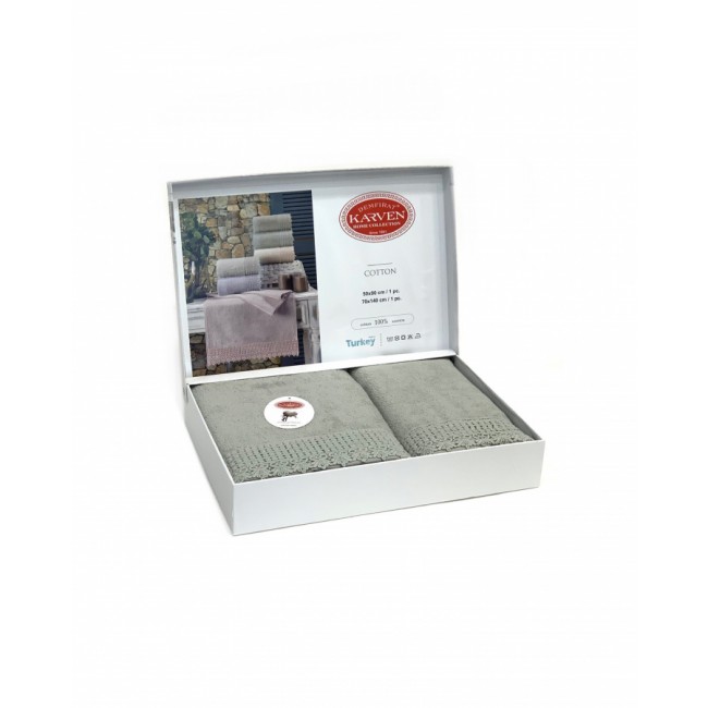 Набор полотенец Карвен " QUEEN" махра 50*90/70*140 HS 1672v6 yesil/серо зеленый