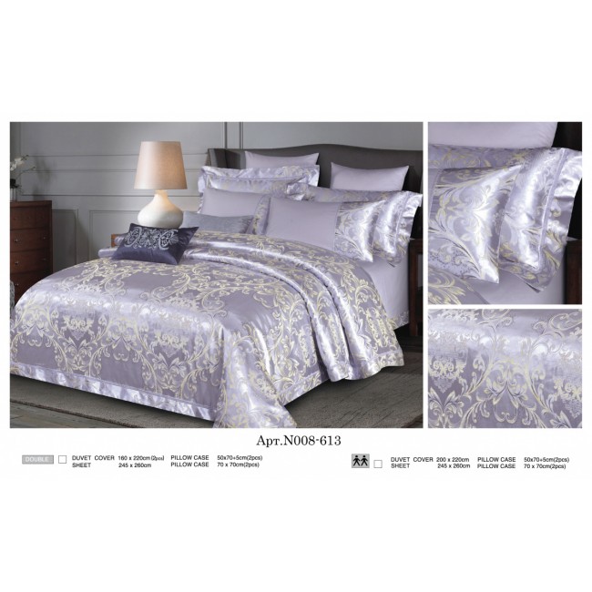 Постельное белье "Карвен" жаккард с оборкой семейный (613) (7пр.) (Акция)