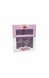 Набор полотенец Карвен "KELEBEK" махра 50*90/70*140 HS 1658 v5 т.лиловый (Акция)