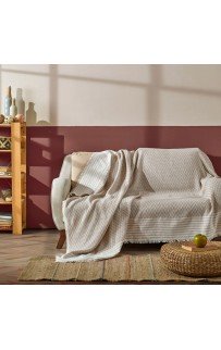 Покрывало с бахромой Karven ZIGZAG 200*230 евро Y 891 V4/бежевый