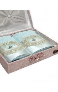 Набор полотенец Rebeka "FRANSIZ" махра 50*90/70*140 сундук HS1480 (V-2) ментоловый (Акция)