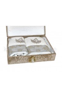 Набор полотенец Rebeka "FRANSIZ" махра 50*90/70*140 сундук HS1480 (V-8) крем/бежевый (Акция)