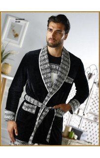 Халат мужской черно-белый S/M, M/L В 5149 (Акция)