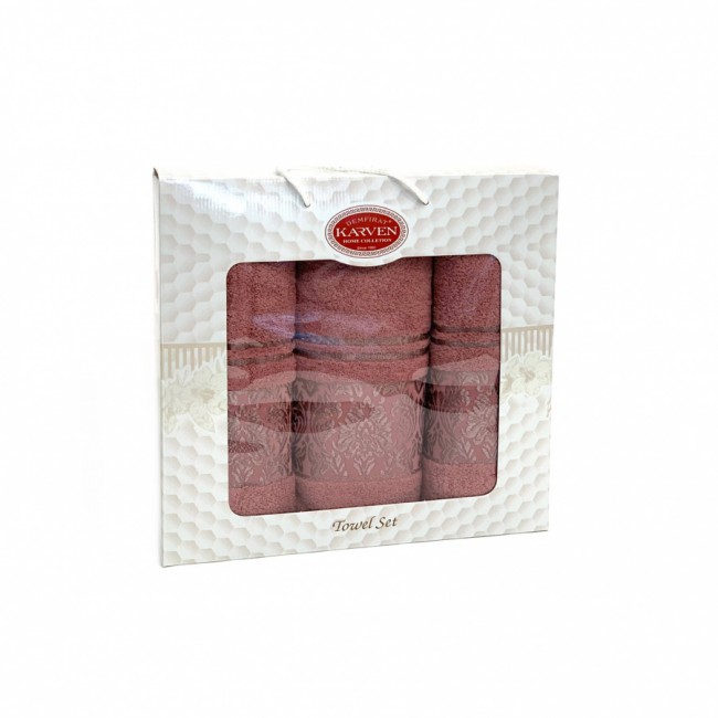 Набор полотенец Карвен "PINK DAMAKS" махра 50*90(2)/70*140 HS 1698 v6 сухая роза