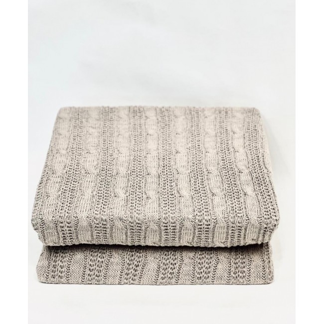 Плед Karven вязанный 1,5 сп Р 912 v6 крем/серый