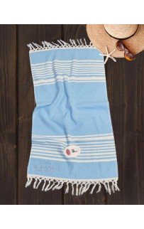 Полотенце Карвен 100*150 1шт. с бахрамой пештемаль махра Н 3277 v2 голубой