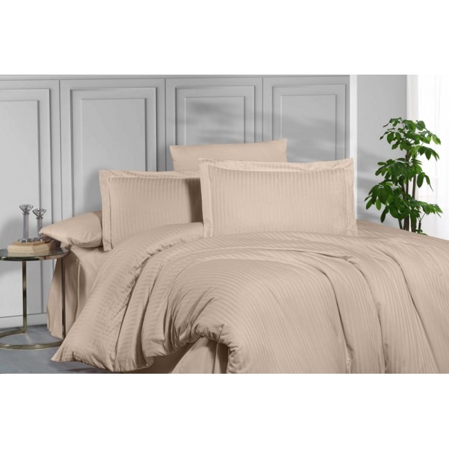 Постельное белье "Карвен" Stripe Satin 1,5 спальн. N 162-SS 007 темно-бежевый