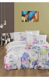 Постельное белье Карвен Stripe Satin с цветным принтом 1.5 спальное N249 -SB010(4пр.) (Акция)