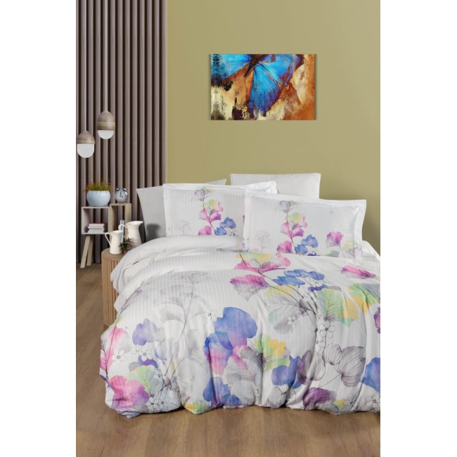 Постельное белье Карвен Stripe Satin с цветным принтом 1.5 спальное N249 -SB010(4пр.) (Акция)