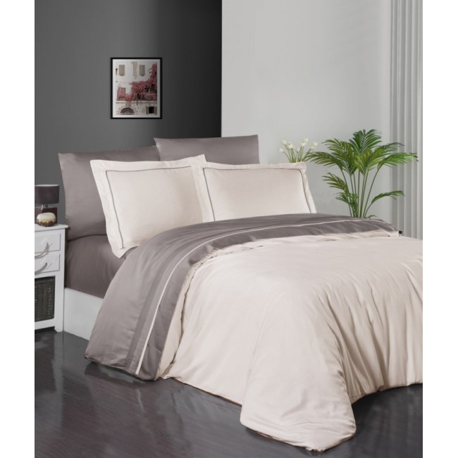 Постельное белье КАРВЕН сатин Де Люкс N044 Serenity Ivory/mink