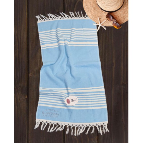 Полотенце Карвен 100*150 1шт. с бахрамой пештемаль махра Н 3277 v2 голубой