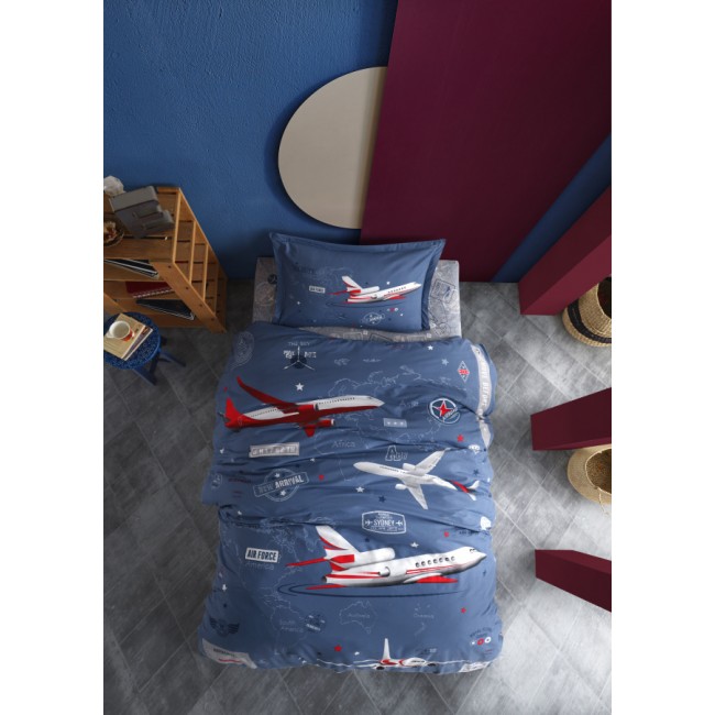 Постельное белье "Карвен" YOUNG STYLE ранфорс 1,5 спальн. Arrival Blue v-1