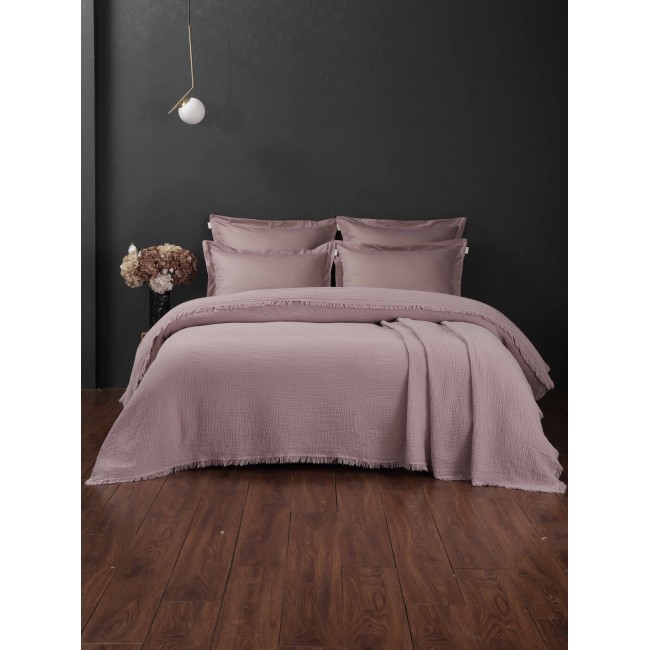 Комплект с одеялом Stonewash Muslin (пыльная роза) с покрывалом KAZANOV.A. Семейный