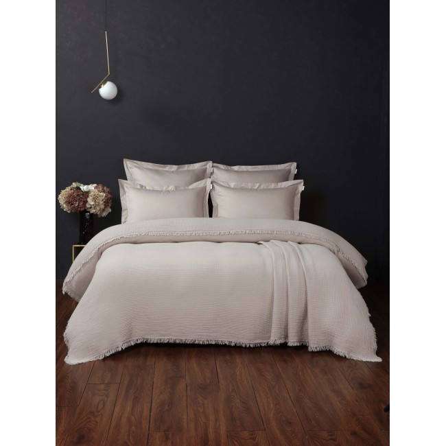 Комплект с одеялом Stonewash Muslin (кремовый) с покрывалом KAZANOV.A. Евро