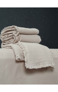 Комплект с одеялом Stonewash Muslin (кремовый) с покрывалом KAZANOV.A. Евро