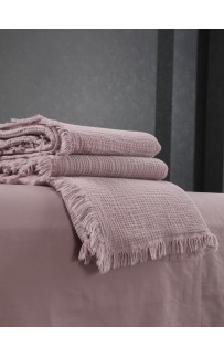 Комплект с одеялом Stonewash Muslin (пыльная роза) с покрывалом KAZANOV.A. Евро