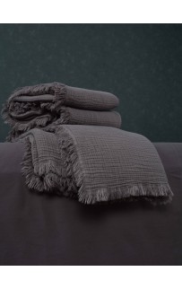 Комплект с одеялом Stonewash Muslin (графит) с покрывалом KAZANOV.A. Евро