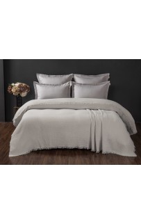 Комплект с одеялом Stonewash Muslin (серебро жемчуг) с покрывалом KAZANOV.A. Евро