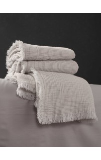 Комплект с одеялом Stonewash Muslin (серебро жемчуг) с покрывалом KAZANOV.A. Евро