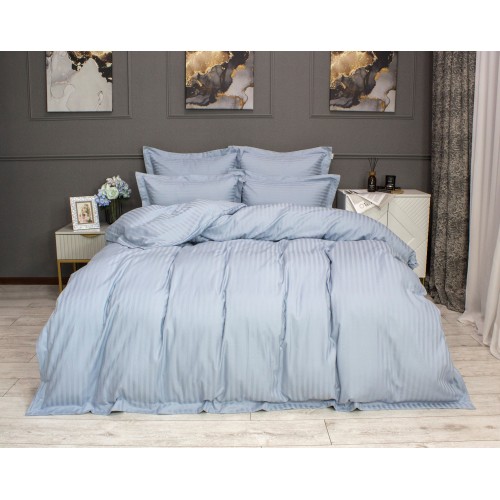 Комплект постельного белья Hotel (голубая платина) Евро KAZANOV.A