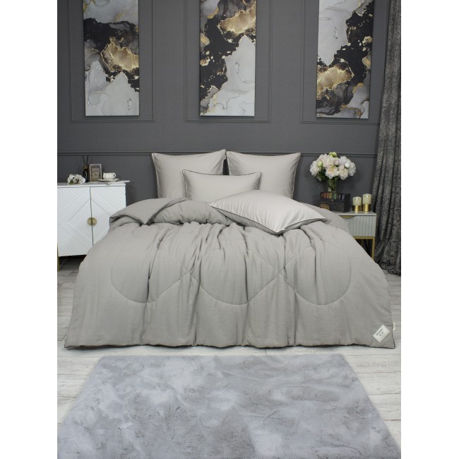 Комплект с одеялом Muslin & Satin Solid color (платина беж) комплект Евро KAZANOV.A