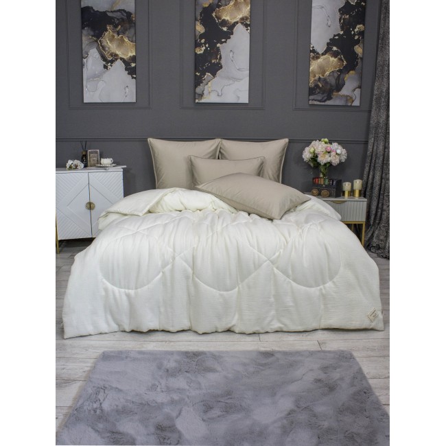 Комплект с одеялом Muslin & Satin Solid color (крем карамель) комплект Евро KAZANOV.A