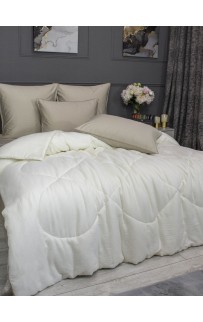 Комплект с одеялом Muslin & Satin Solid color (крем карамель) комплект Евро KAZANOV.A