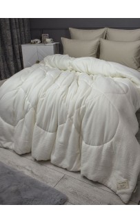 Комплект с одеялом Muslin & Satin Solid color (крем карамель) комплект Евро KAZANOV.A