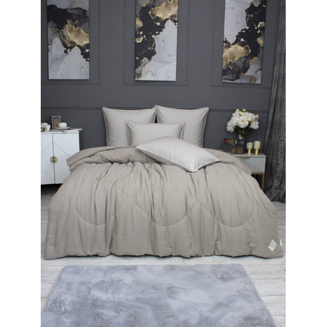 Комплект с одеялом Muslin & Satin Solid color (пыльно бежевый) комплект Евро KAZANOV.A