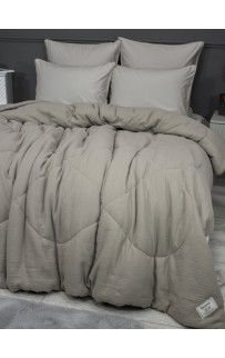 Комплект с одеялом Muslin & Satin Solid color (пыльно бежевый) комплект Евро KAZANOV.A