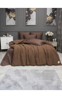 Комплект с одеялом Muslin & Satin Solid color (брауни охра) комплект Евро KAZANOV.A