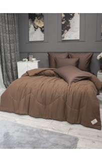 Комплект с одеялом Muslin & Satin Solid color (брауни охра) комплект Евро KAZANOV.A