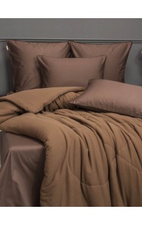 Комплект с одеялом Muslin & Satin Solid color (брауни охра) комплект Евро KAZANOV.A