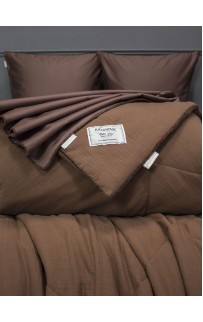 Комплект с одеялом Muslin & Satin Solid color (брауни охра) комплект Евро KAZANOV.A
