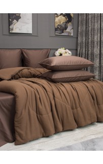 Комплект с одеялом Muslin & Satin Solid color (брауни охра) комплект Евро KAZANOV.A