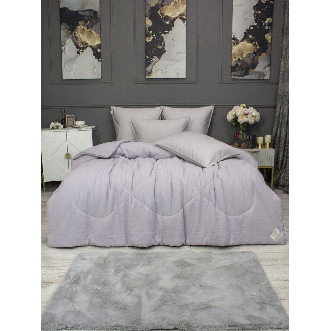 Комплект с одеялом Muslin & Satin Solid color (лаванда жемчуг) комплект Евро KAZANOV.A