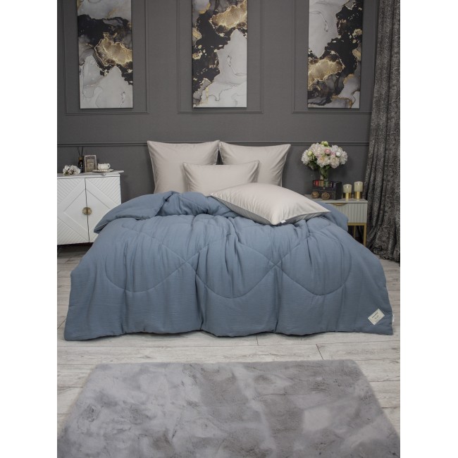 Комплект с одеялом Muslin & Satin Solid color (деним бежевый) комплект Евро KAZANOV.A