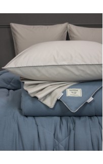 Комплект с одеялом Muslin & Satin Solid color (деним бежевый) комплект Евро KAZANOV.A