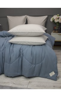 Комплект с одеялом Muslin & Satin Solid color (деним бежевый) комплект Евро KAZANOV.A