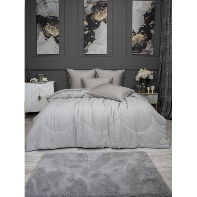 Комплект с одеялом Muslin & Satin Solid color (серебрети беж) комплект Евро KAZANOV.A