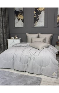 Комплект с одеялом Muslin & Satin Solid color (серебрети беж) комплект Евро KAZANOV.A