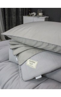 Комплект с одеялом Muslin & Satin Solid color (серебрети беж) комплект Евро KAZANOV.A