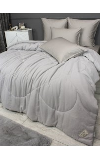 Комплект с одеялом Muslin & Satin Solid color (серебрети беж) комплект Евро KAZANOV.A