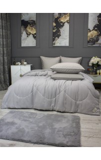 Комплект с одеялом Muslin & Satin Solid color (серебрети беж) комплект Евро KAZANOV.A