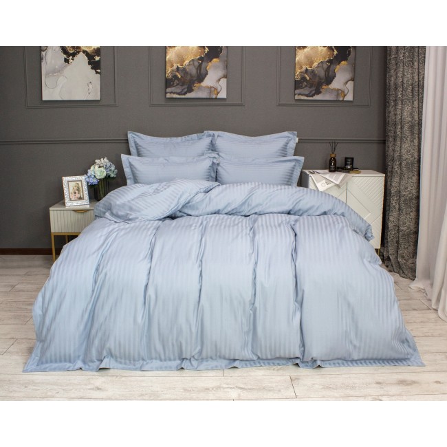 Комплект постельного белья Hotel (голубая платина) Евро KAZANOV.A
