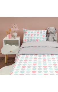 Сердечки (голубой) КПБ детский Siberia