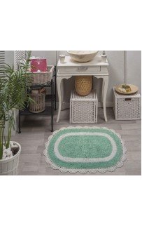 SARA (ментол) набор ковриков для ванной кружевной 60х100 и 50х70см