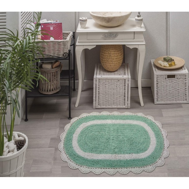 SARA (ментол) набор ковриков для ванной кружевной 60х100 и 50х70см