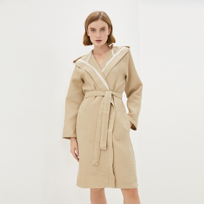 Наоми (кофе) М Халат вафельный с капюшоном Sofi De MarkO